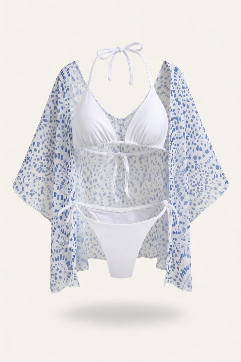 Dot Print Wrap Beach Dress — front view