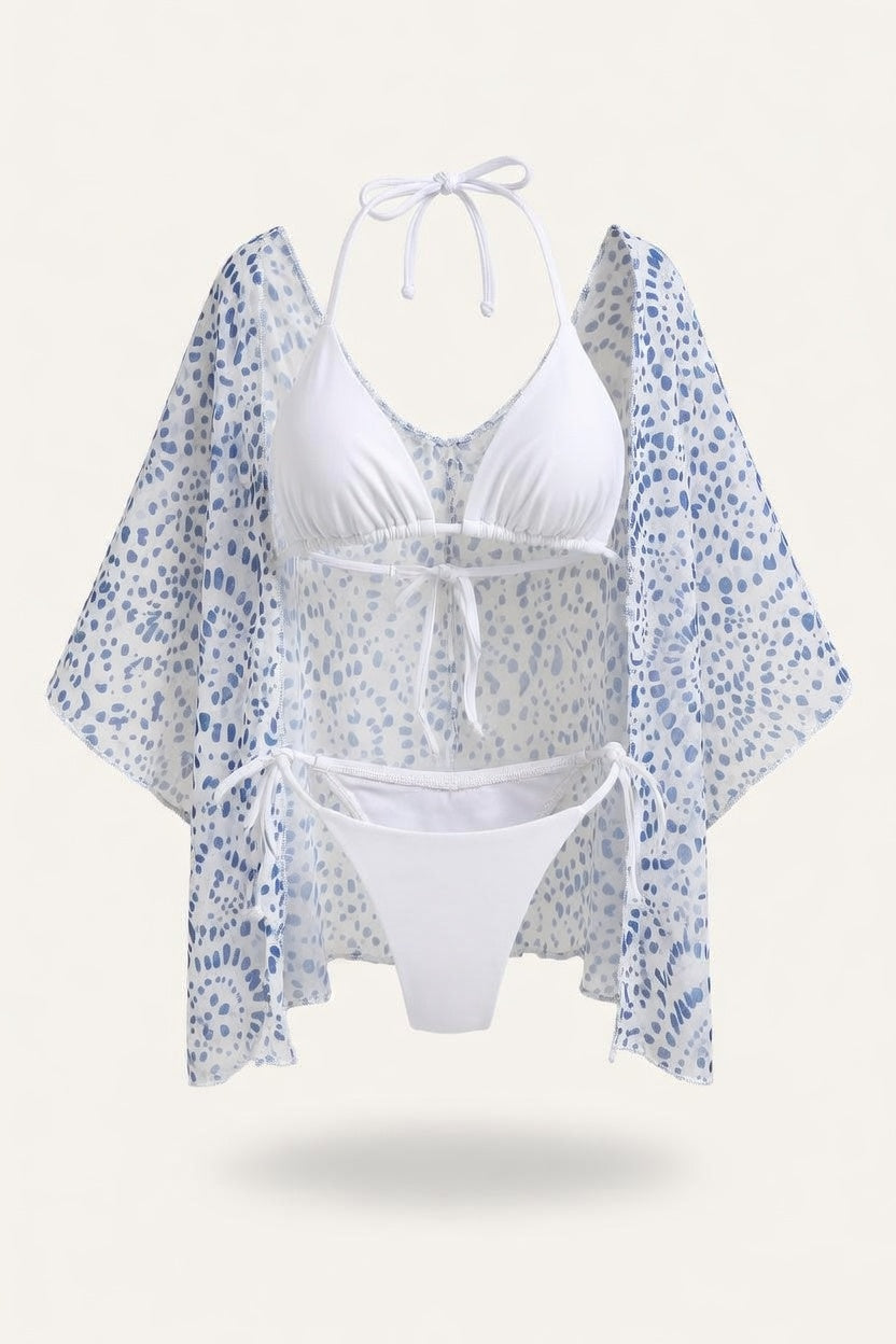 Dot Print Wrap Beach Dress — front view