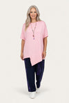 Irregular Cut Mid-Sleeve T-Shirt
