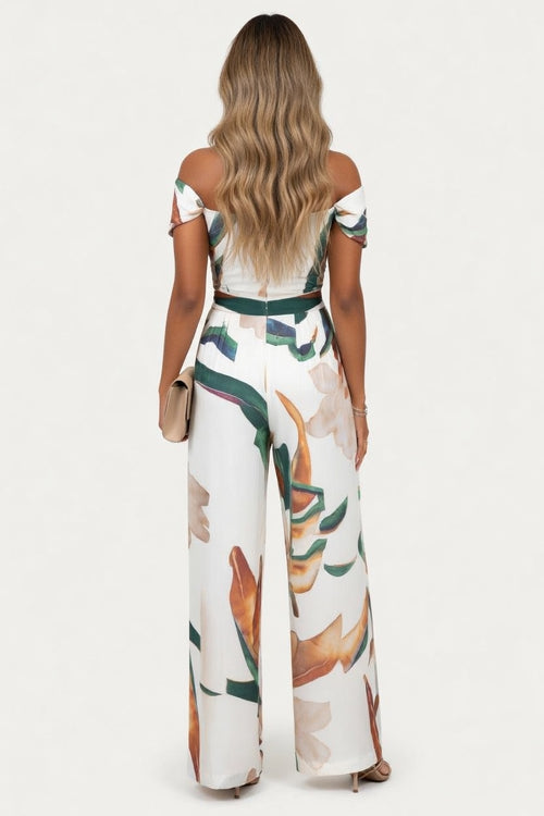 Printed Wide Leg Jumpsuit — back view