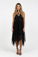 Halterneck Backless Mini Dress — Black