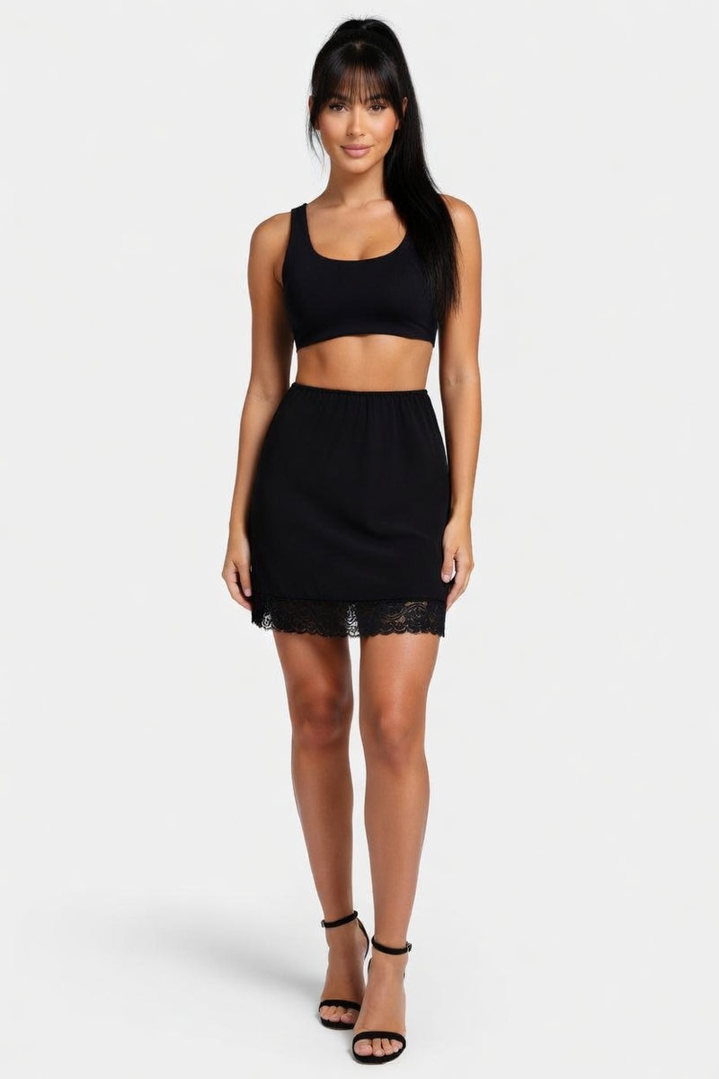Lace Slit A-Line Skirt — front view