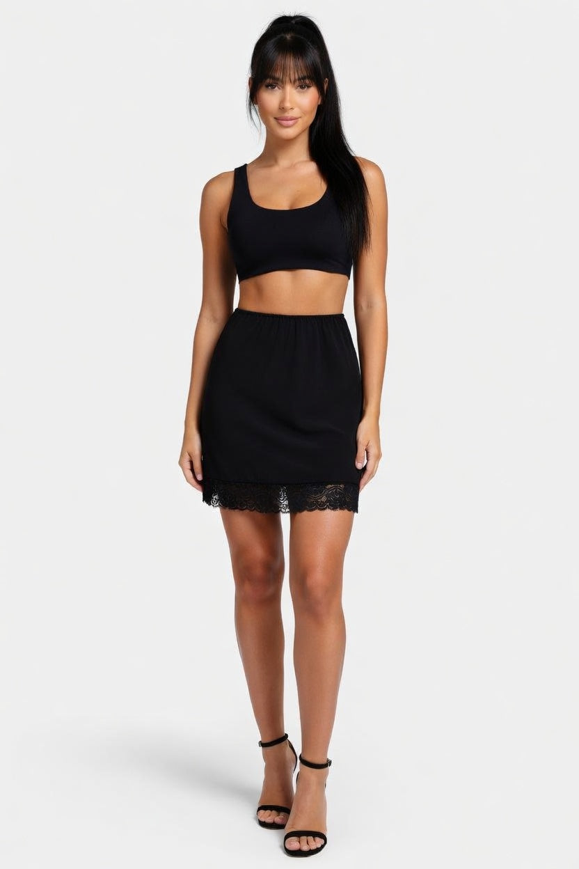 Lace Slit A-Line Skirt — front view