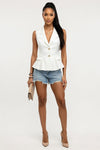 V-Neck Suit Vest with Bow Detail