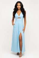 Halter Slip Dress — Light Blue