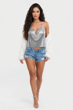 Metal Sequin Chain Mail Camisole — front view