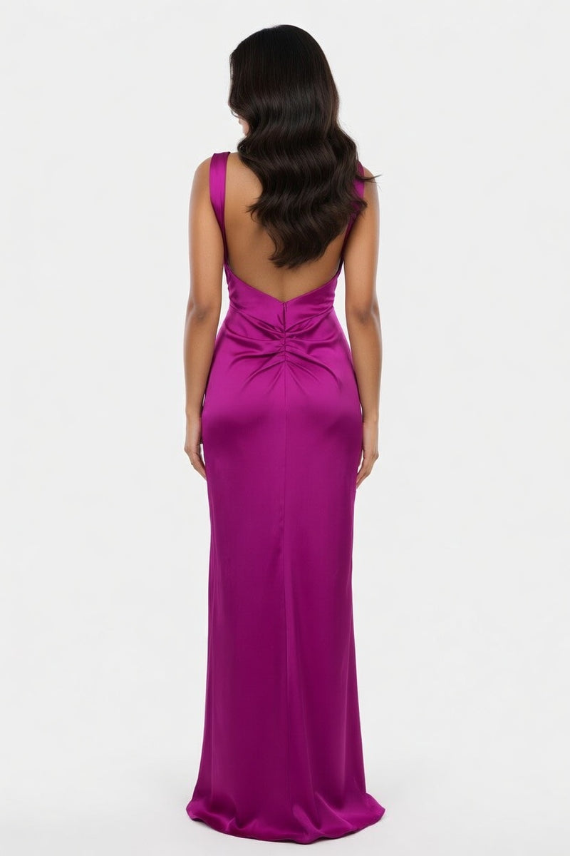 Satin Slip Dress — back view