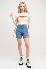 High Waist Denim Shorts — front view
