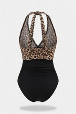Cross Back Colour Block Swimsuit — back view