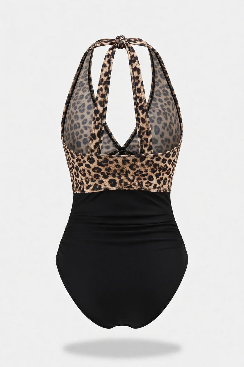 Cross Back Colour Block Swimsuit — back view