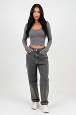 Round Neck Long Sleeve Top — front view