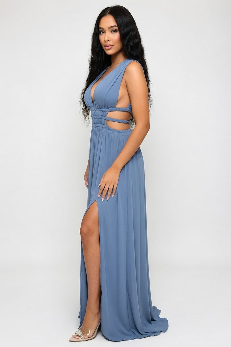 Ice Silk Slip Dress with Side Split — side view