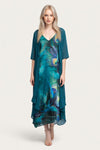 Feather Print Cami Dress with Chiffon Cardigan Set