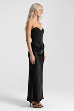 Draped Satin Dress — side view