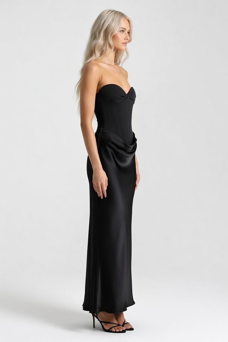 Draped Satin Dress — side view