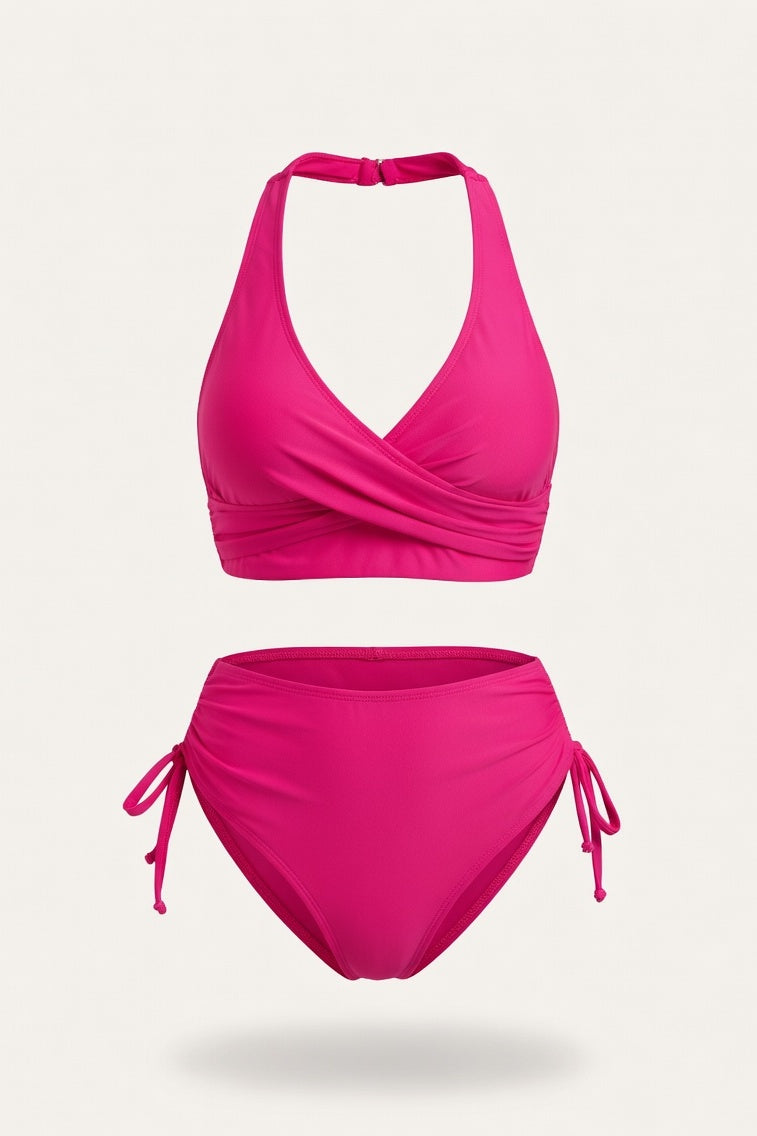 Twist Strap Bikini — Rose Red