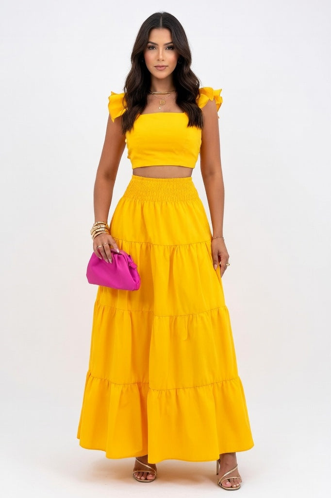 Halter Maxi Dress — Yellow