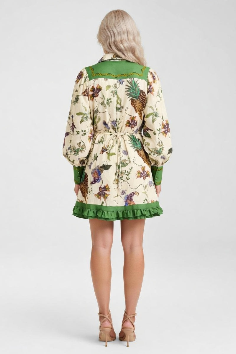 Lace-Up Print Dress — back view