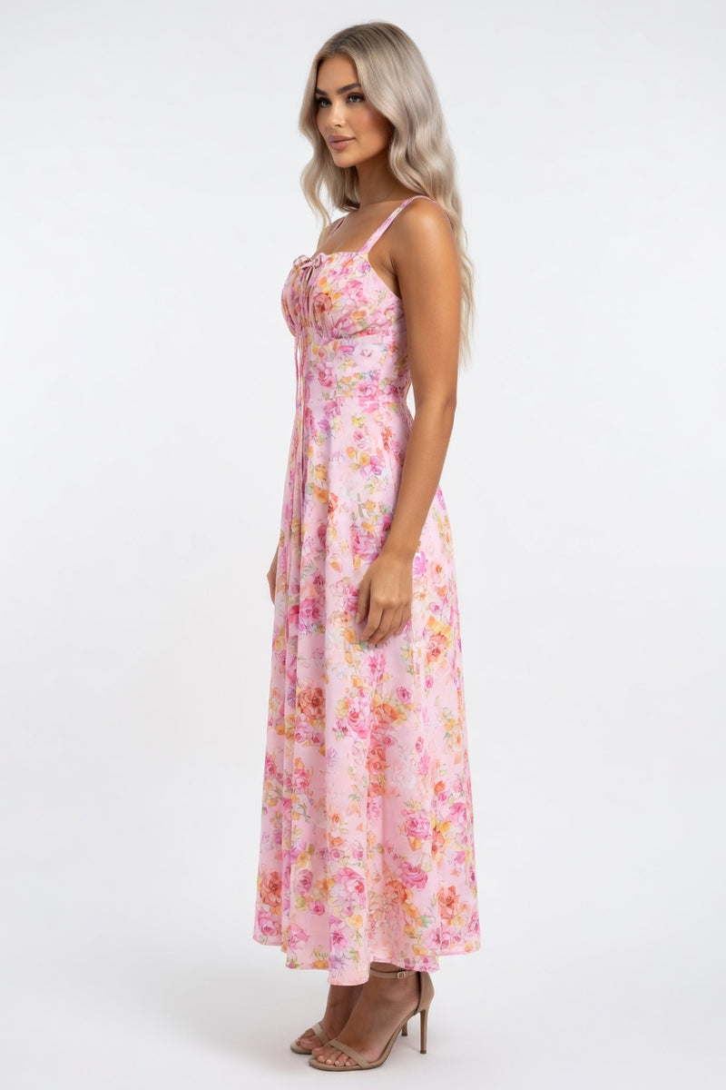 Printed Strappy Midi Dress — side view