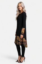 Printed Long Sleeve Midi Dress — side view