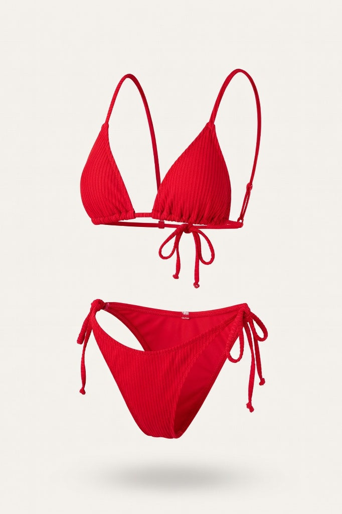 High Waist Bikini Set — Red