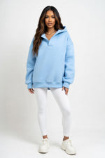 Hooded Sweatshirt with V-Tie Detail — Light Blue
