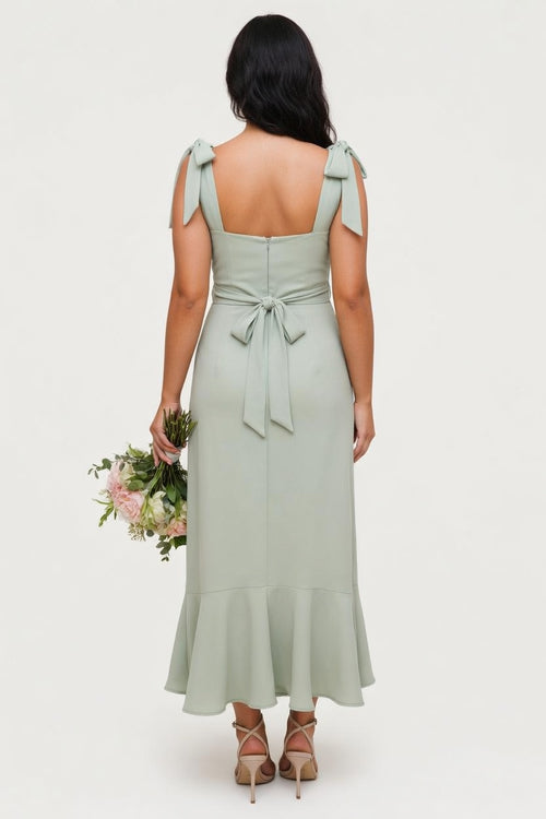 Lace-Up Ruffle Dress — back view