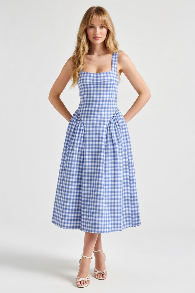 Square Neck Printed Slip Dress — front view