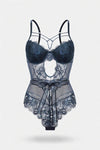 Lace Bodycon Jumpsuit with Bow Detail