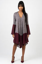 Chiffon Trumpet Sleeve Cardigan — Grey