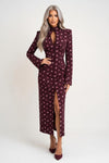 Single-Breasted Printed Slit Dress