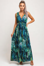 Printed Open Back Strap Dress — Green