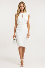 Satin Knot Detail Dress — White
