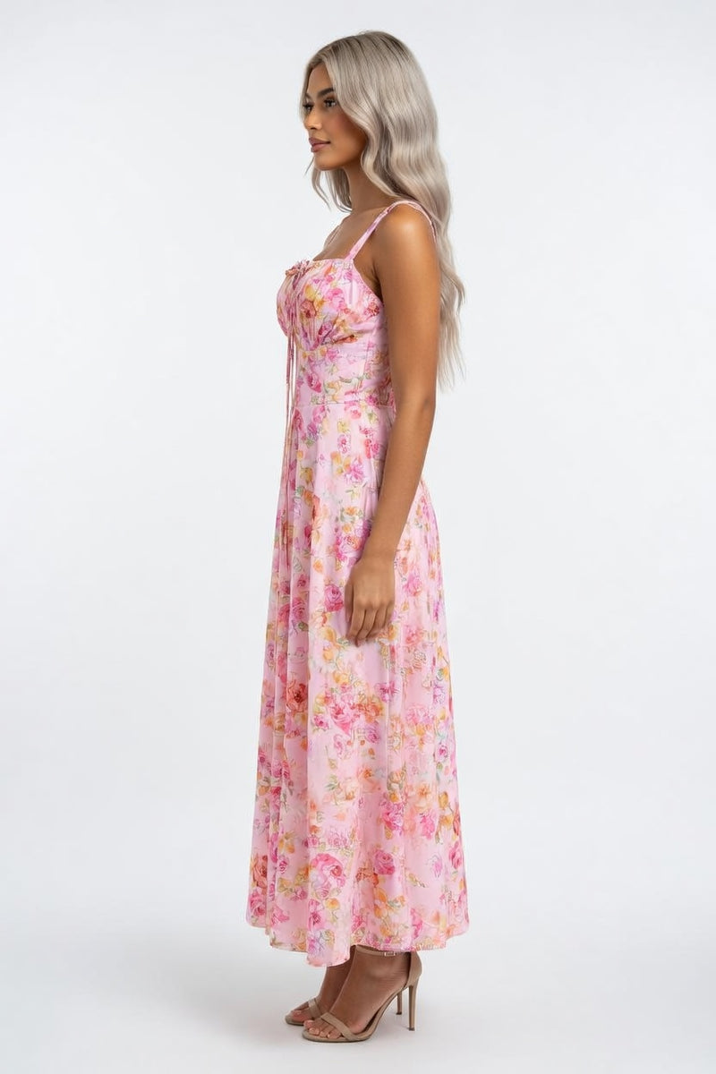 Cross-Back Print Maxi Dress — side view