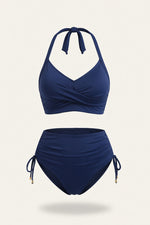 Drawstring Bikini Set — Navy Blue