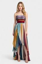 Printed Strapless Midi Dress — front view