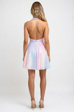Sequin Halter Mini Dress — back view