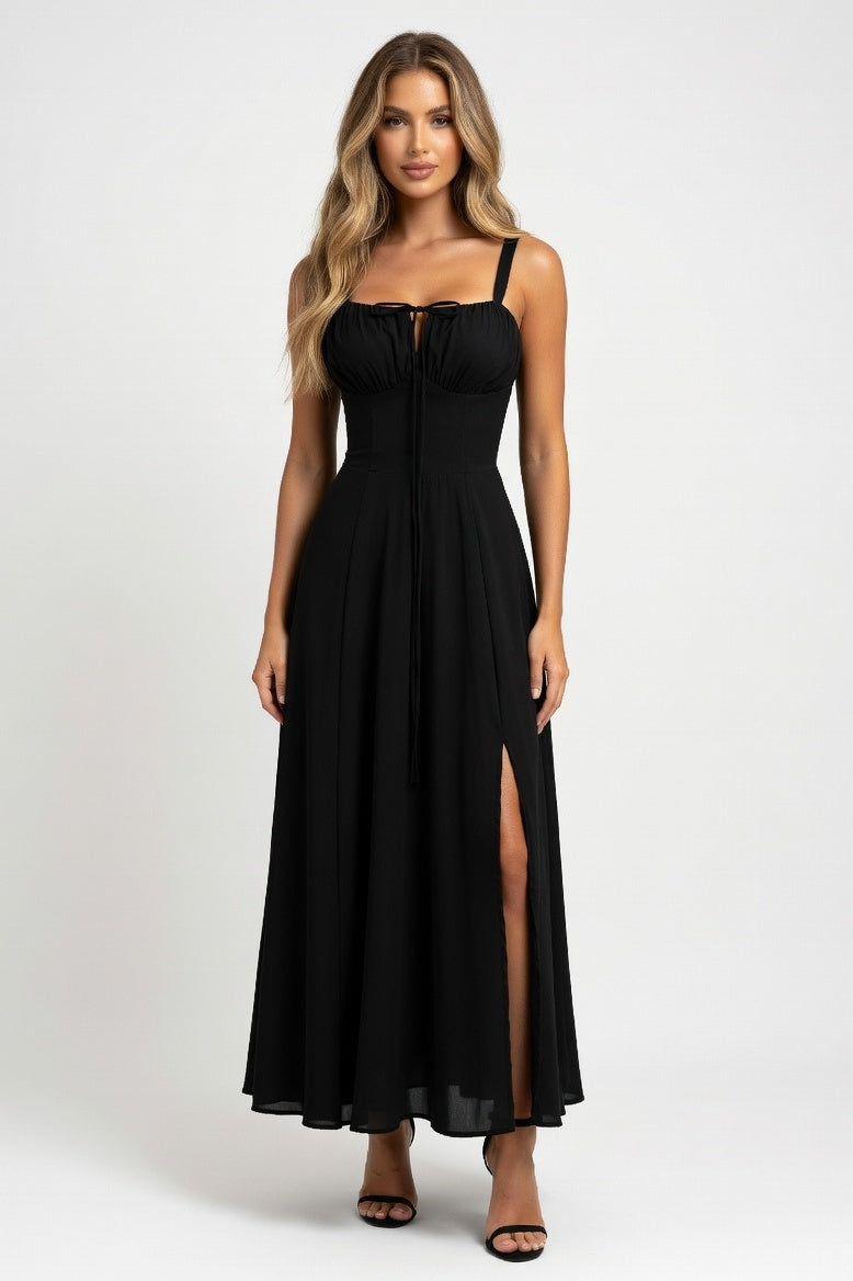 Strappy Back Maxi Dress — Black