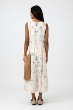 Sleeveless Round Neck Floral Dress — back view