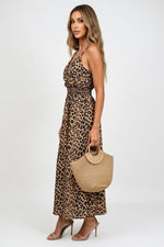 Leopard Print Halter Dress — side view