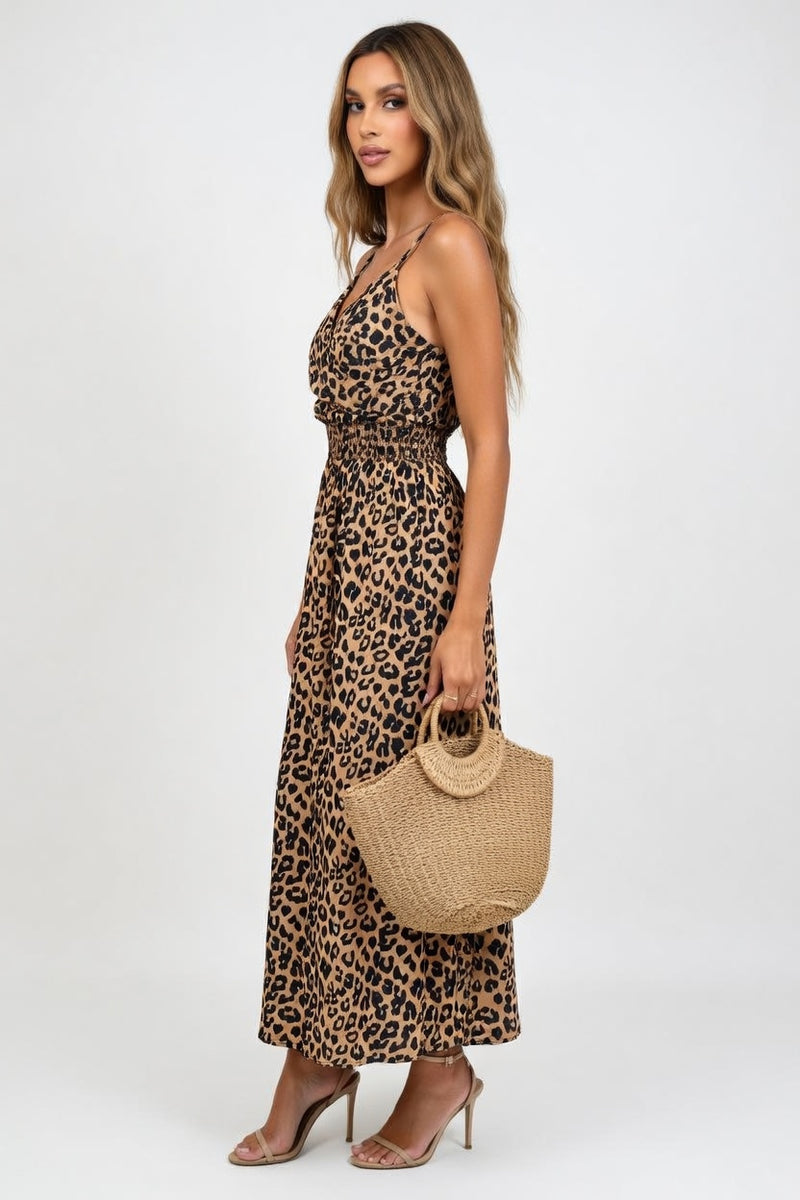 Leopard Print Halter Dress — side view