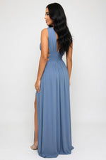 Ice Silk Slip Dress with Side Split — back view