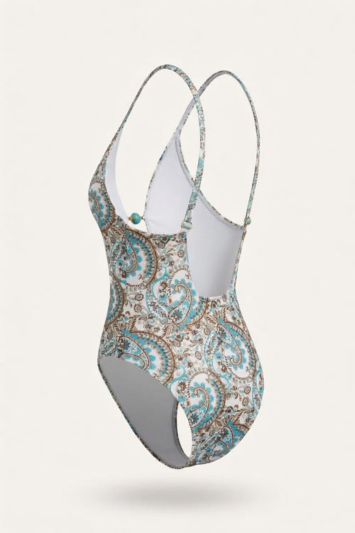 Deep V Cross-Back Swimsuit — side view