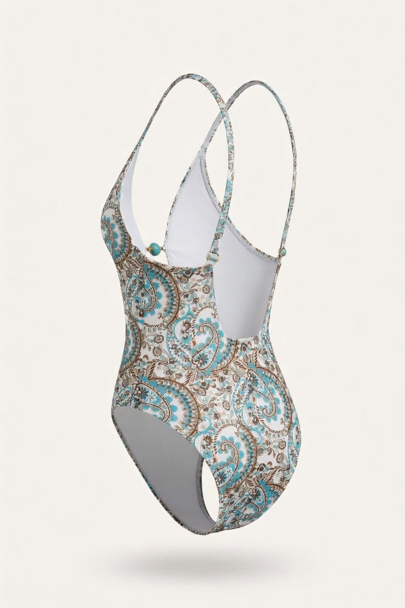 Deep V Cross-Back Swimsuit — side view