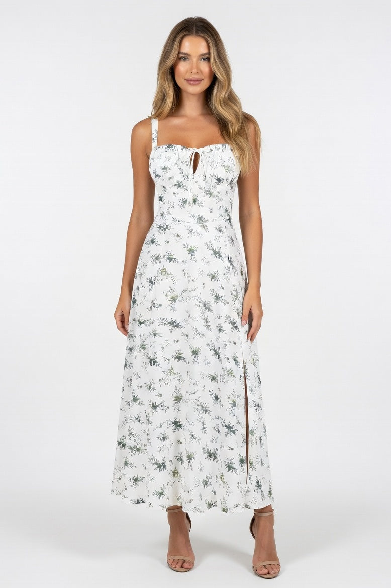 Printed Halter Maxi Dress — Green