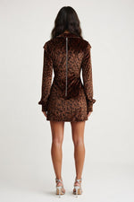 Leopard Print Lapel Dress — back view