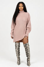 Raglan Sleeve Sweater Dress — Pink