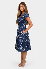 Printed Round Neck Pocket Dress — side view