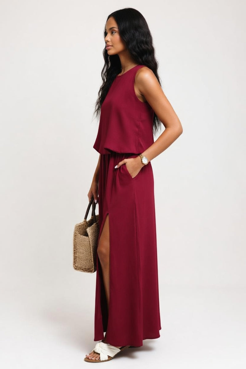 Modal Split Maxi Dress — side view