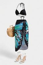 Butterfly Print Halter Dress — side view